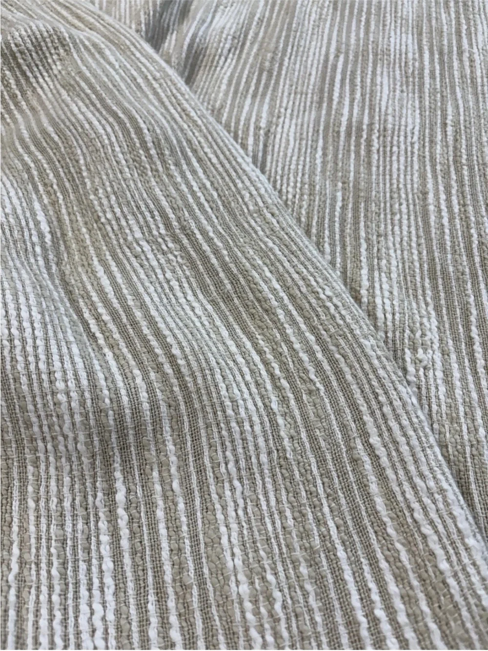Crate & Barrel Fringe Throw Blanket Natural Striped Cotton 40” X 70” “Korman”
